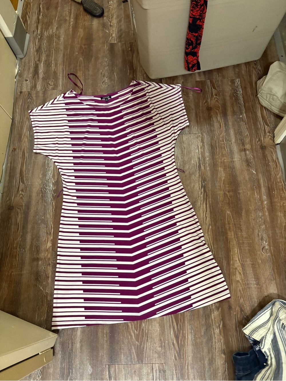 Apt. 9 Purple & White Striped Midi Dress